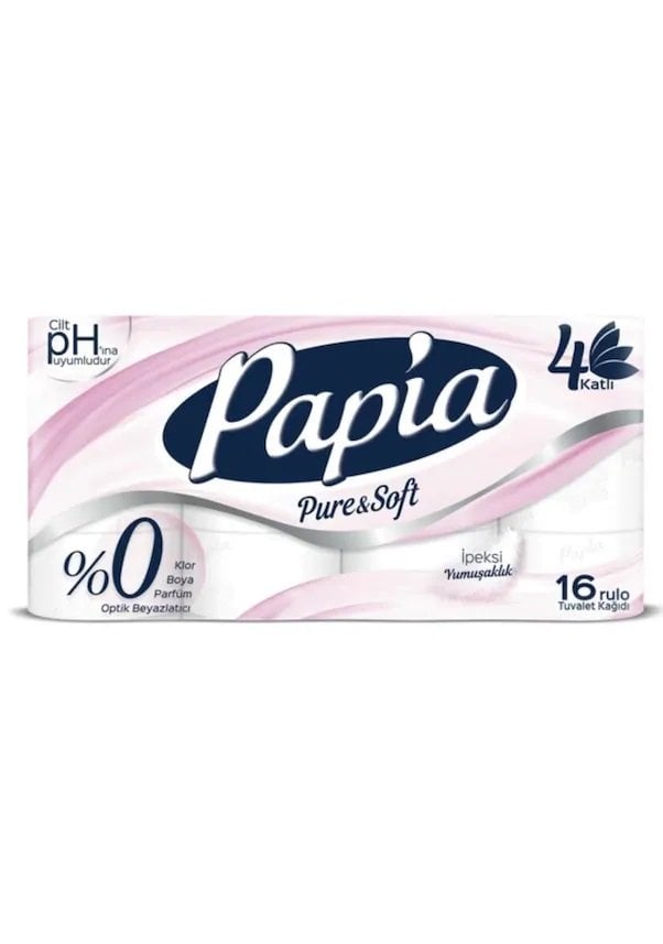 Papia Pure&Soft 4 Katlı Tuvalet Kağıdı 16 Rulo